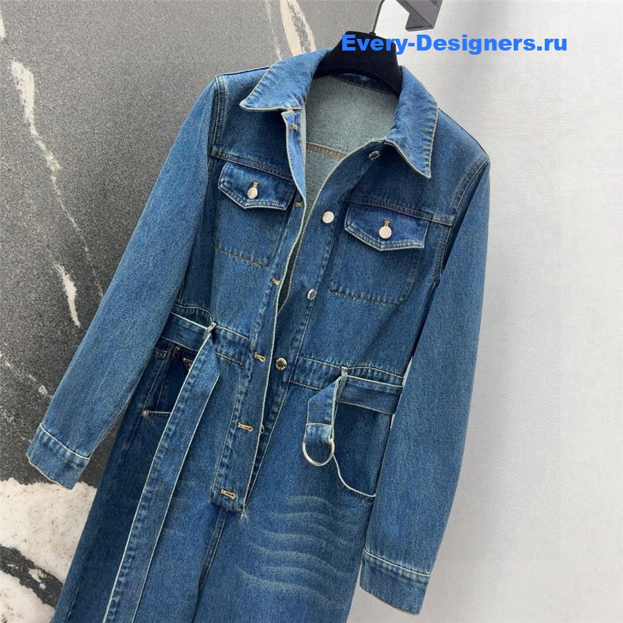 Pra*a belted denim jumpsuit in blue