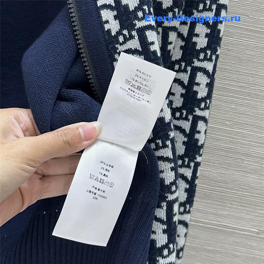 D10r blue oversize-collar zip-front cardigan