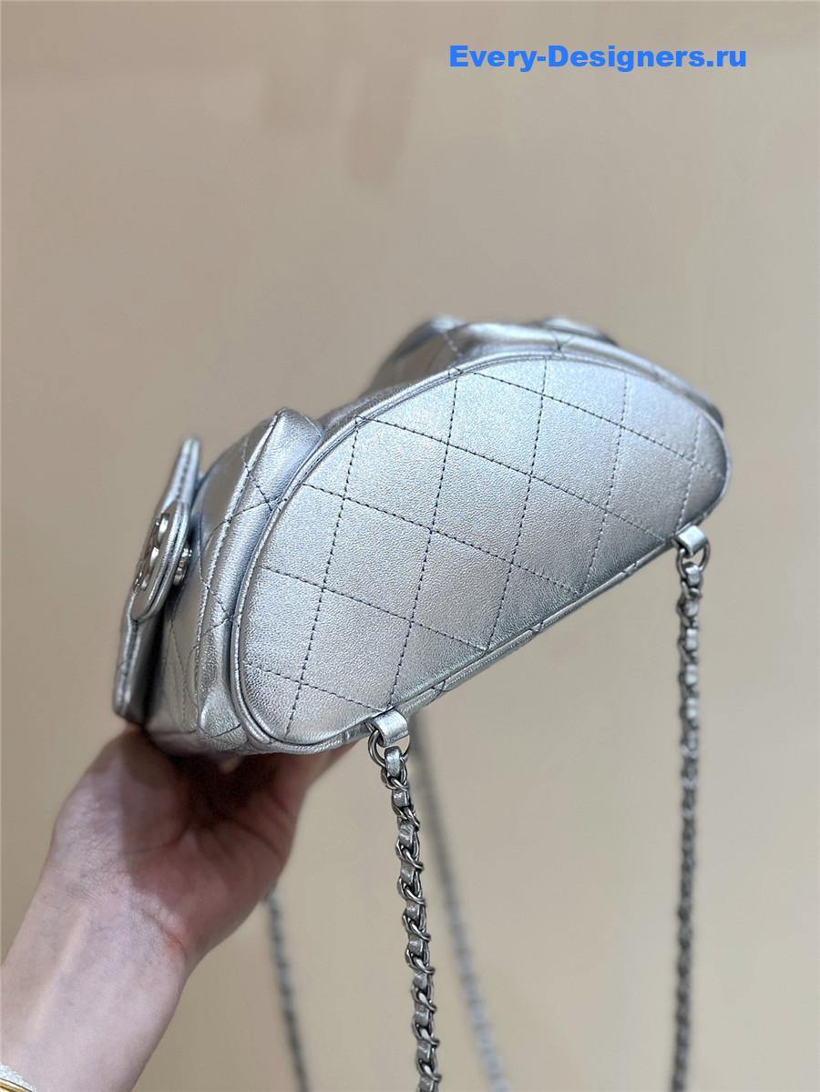 Ch**el silver lambskin backpack
