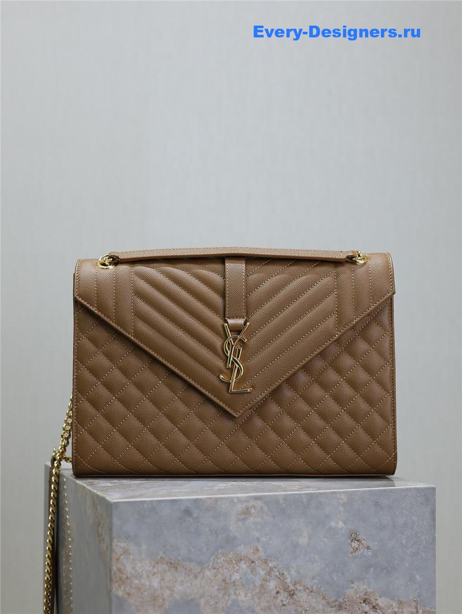 Sa1nt Lau*nt envelope triquilt large bag in brown