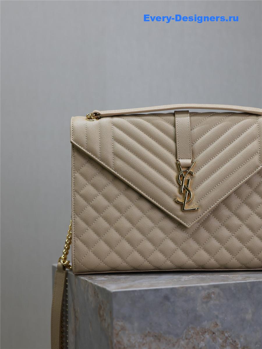 Sa1nt Lau*nt envelope triquilt large bag in beige