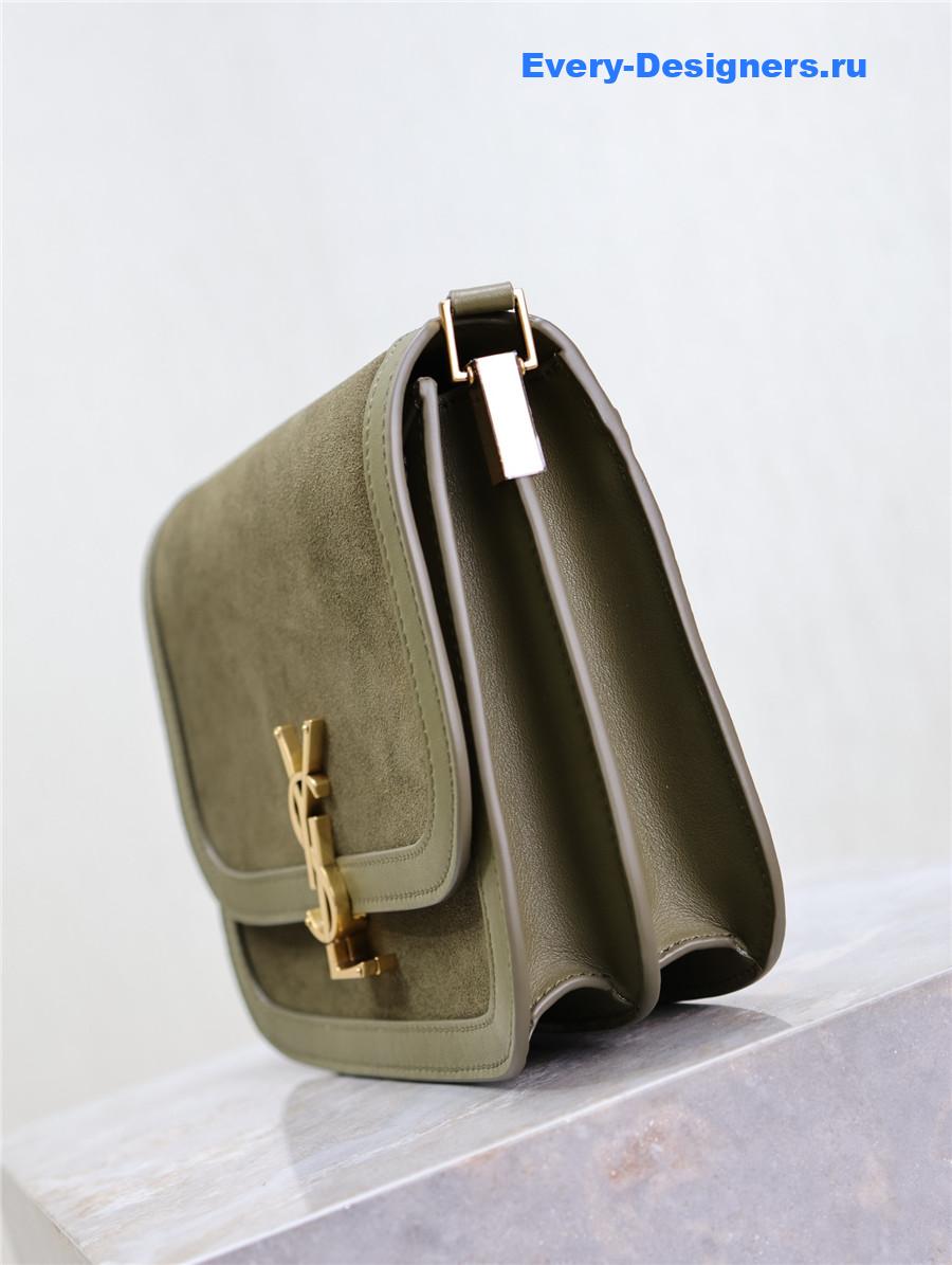 Sa1nt Lau*nt suede solferino satchel bag green
