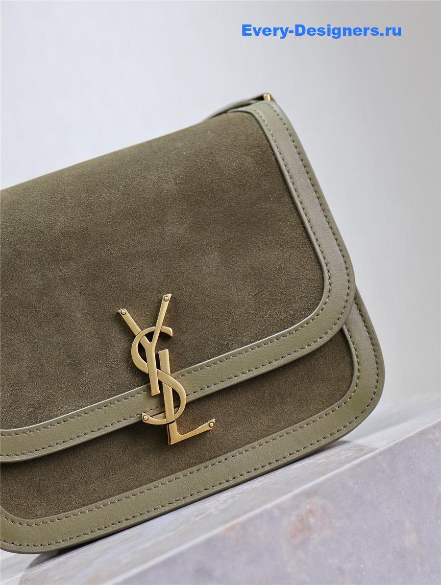 Sa1nt Lau*nt suede solferino satchel bag green