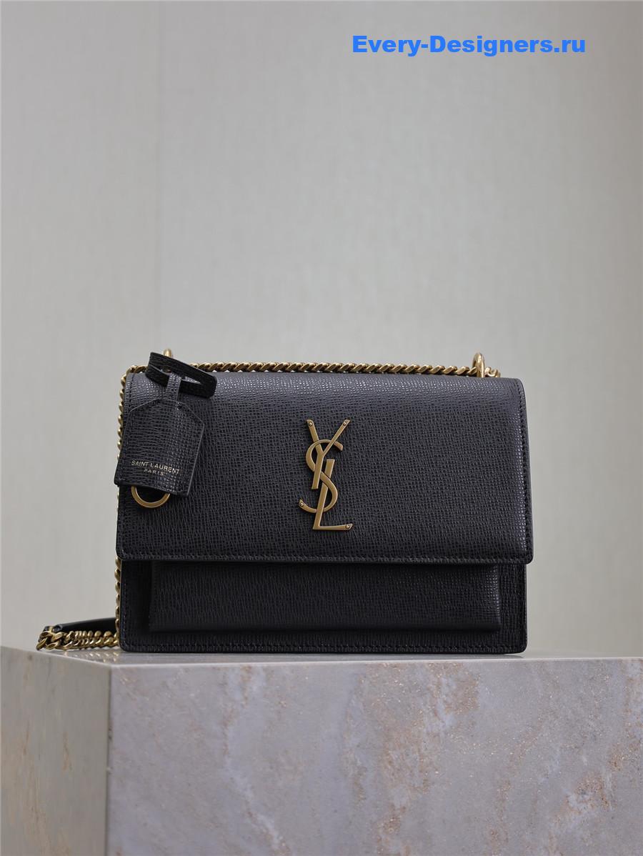 Sa1nt Lau*nt sunset medium leather shoulder bag black