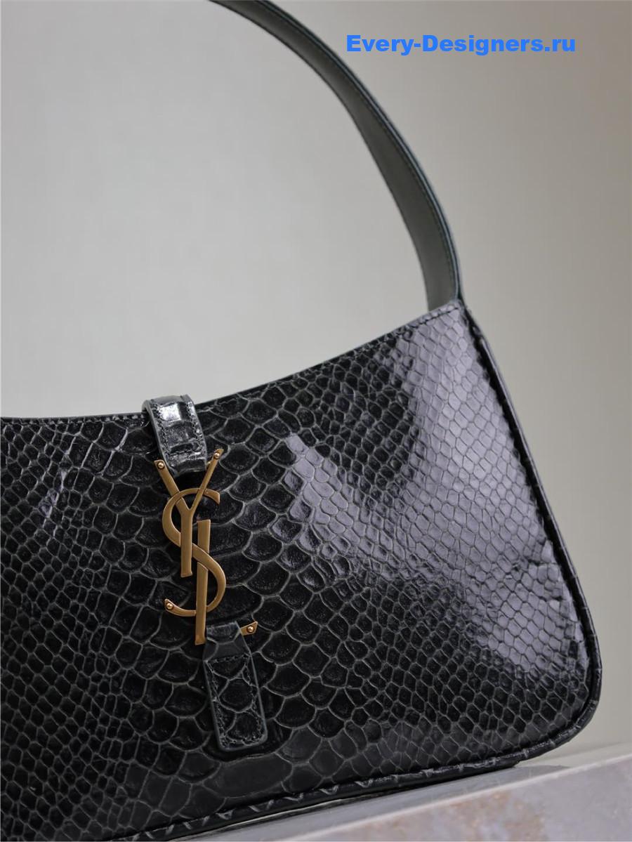 Sa1nt Lau*nt dark green croc-embossed le 5 à 7 hobo bag