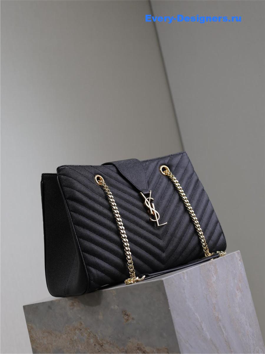 Sa1nt Lau*nt black chevron quilted monogram tote