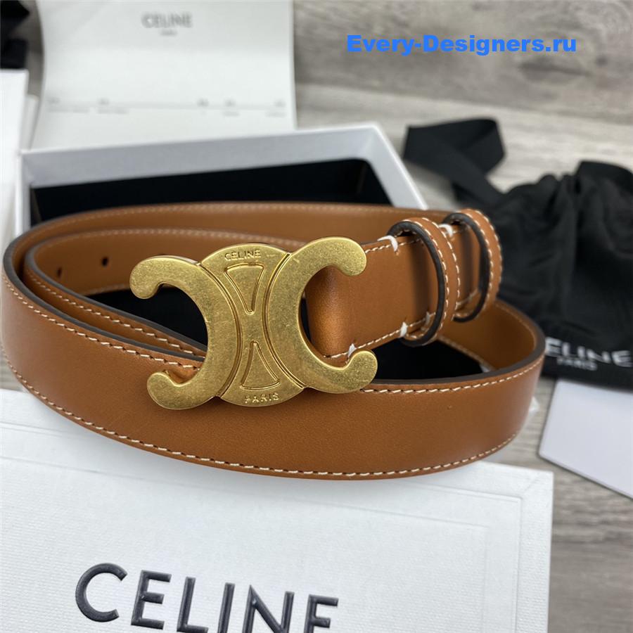 Ce1i*e brown leather macadam buckle belt