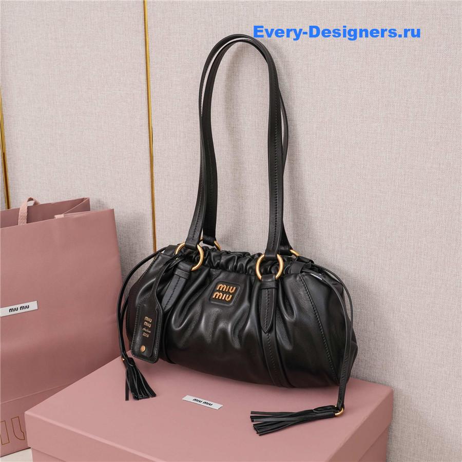 Miu Miu Joie Nappa Leather Shoulder Bag Black