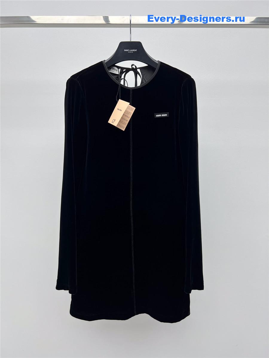 Miu Miu Velvet Tie-Back Midi Dress