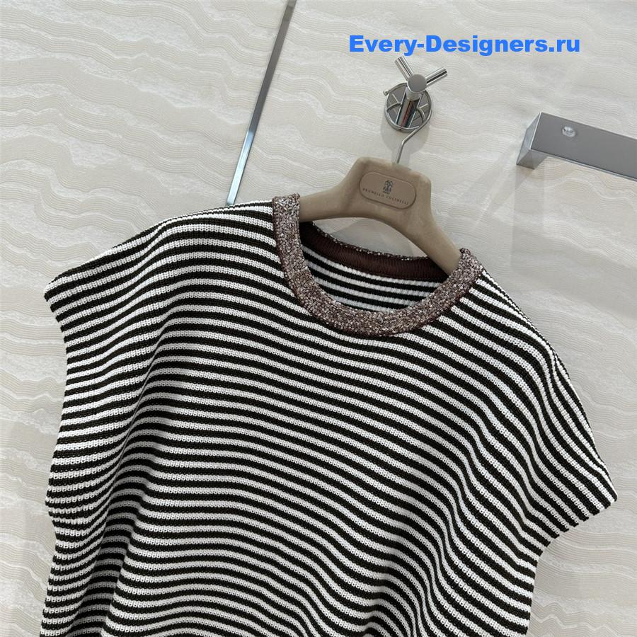 BC Embellished Striped Cotton Sweater Top