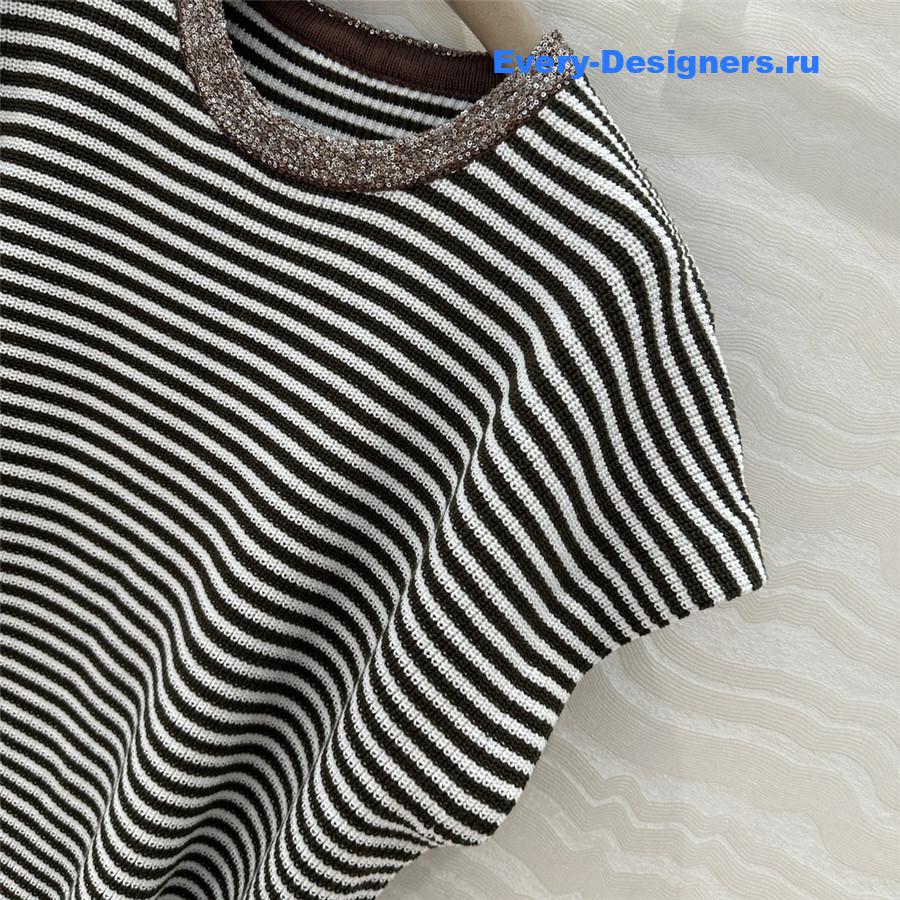 BC Embellished Striped Cotton Sweater Top