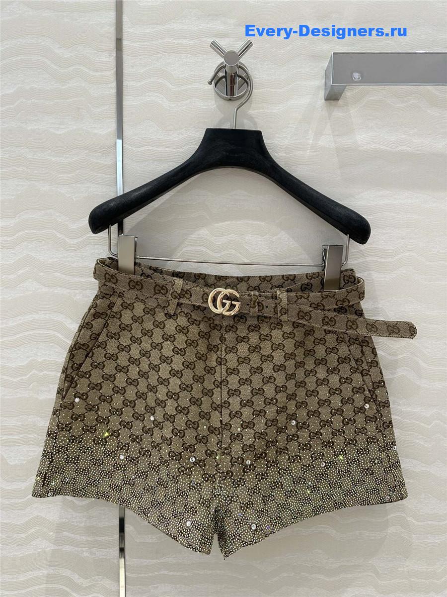 gvc*1 crystal D1am0nd gg monogram woven shorts