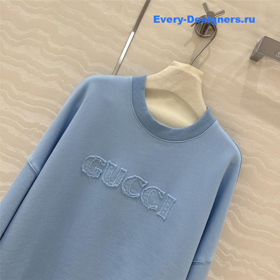 Gvc*1 embroidered blue cotton jersey sweatshirt