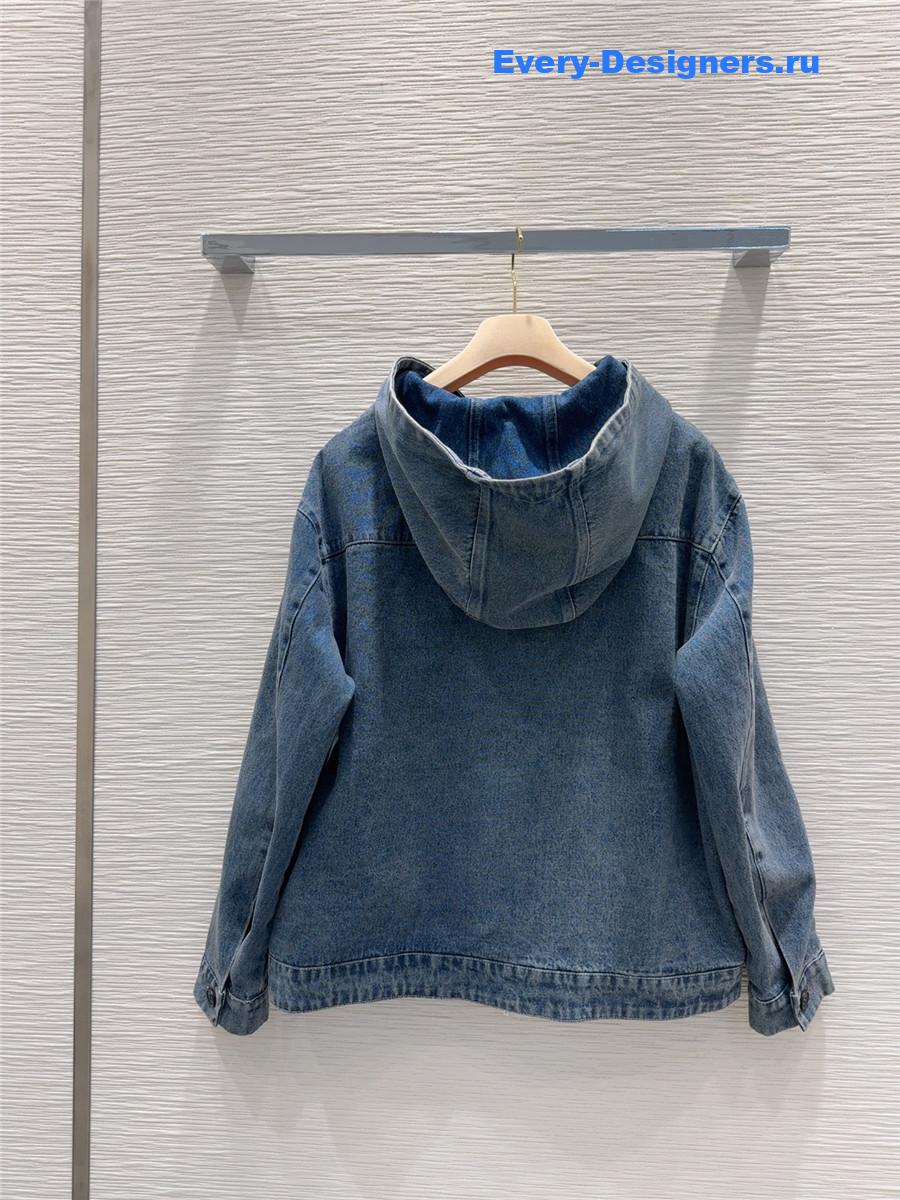 Miu Miu Logo Denim Hooded Jacket