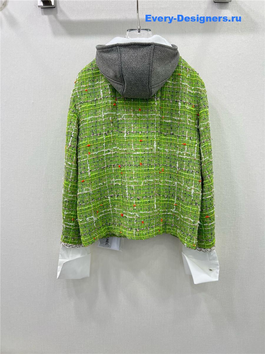 Ch**el green tweed hooded jacket