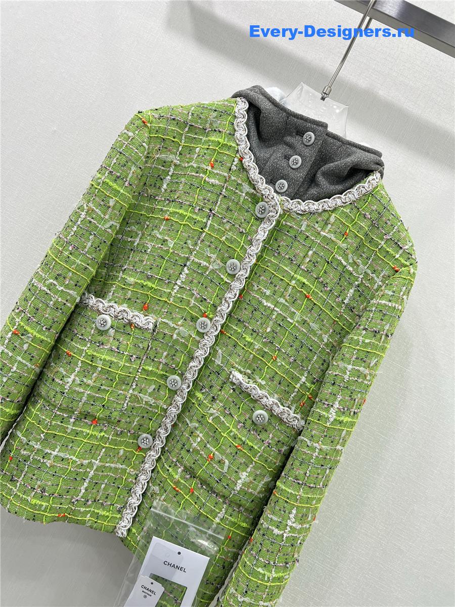Ch**el green tweed hooded jacket