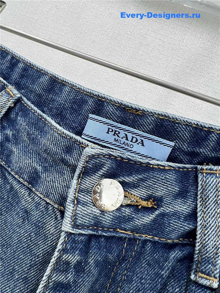 Pra*a high waist washed denim shorts