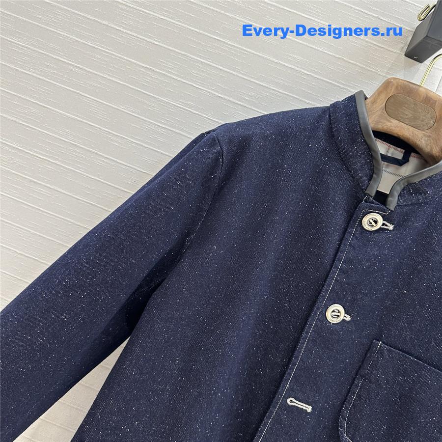 L0r0 P1ana dark blue stand collar denim jacket
