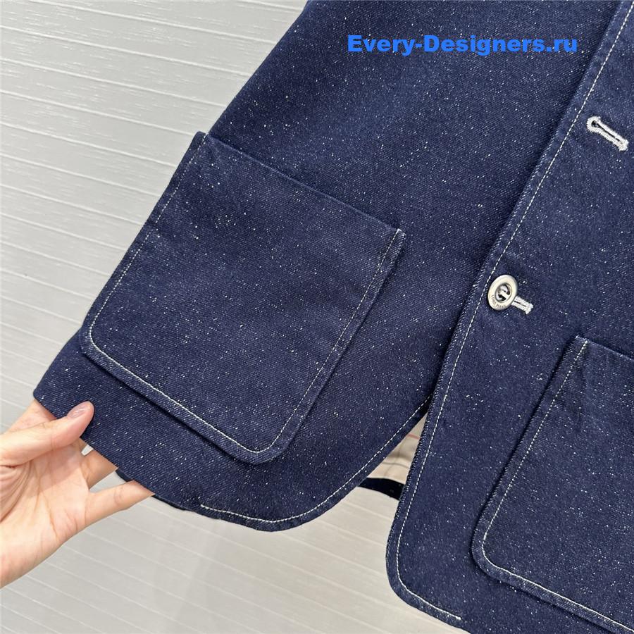 L0r0 P1ana dark blue stand collar denim jacket