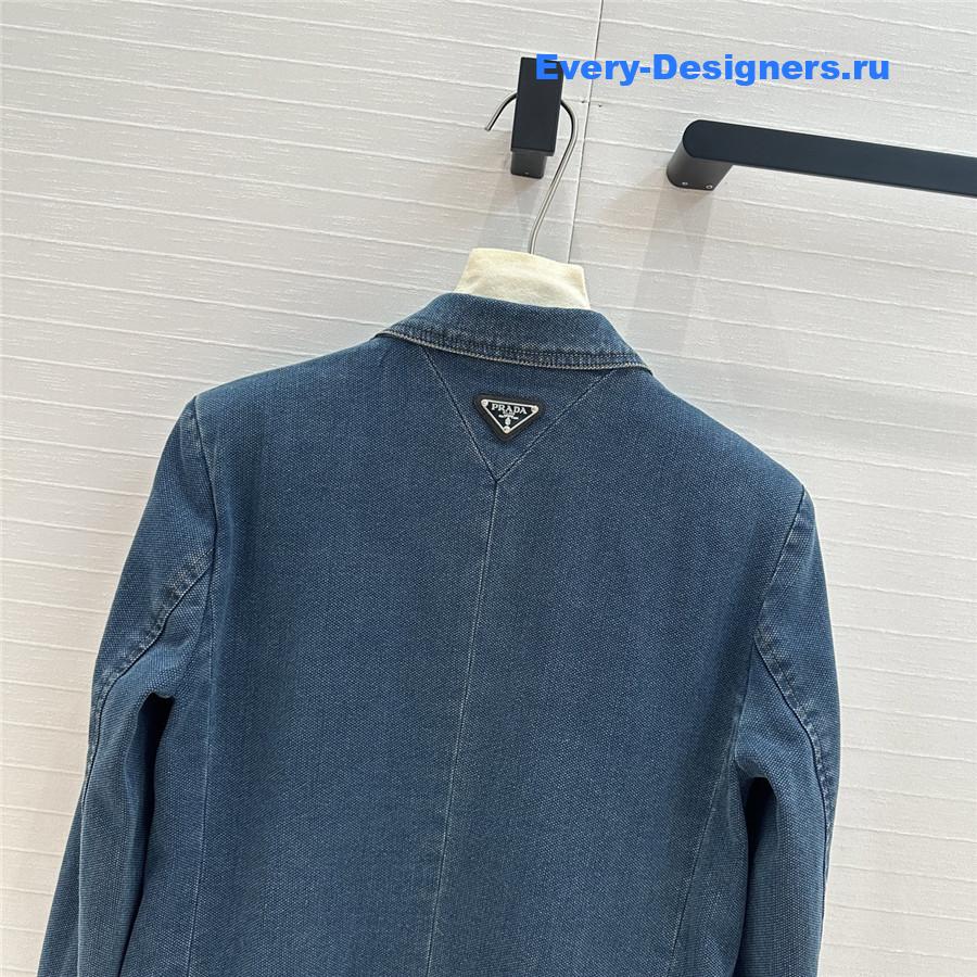 Pra*a blue double-breasted denim blazer