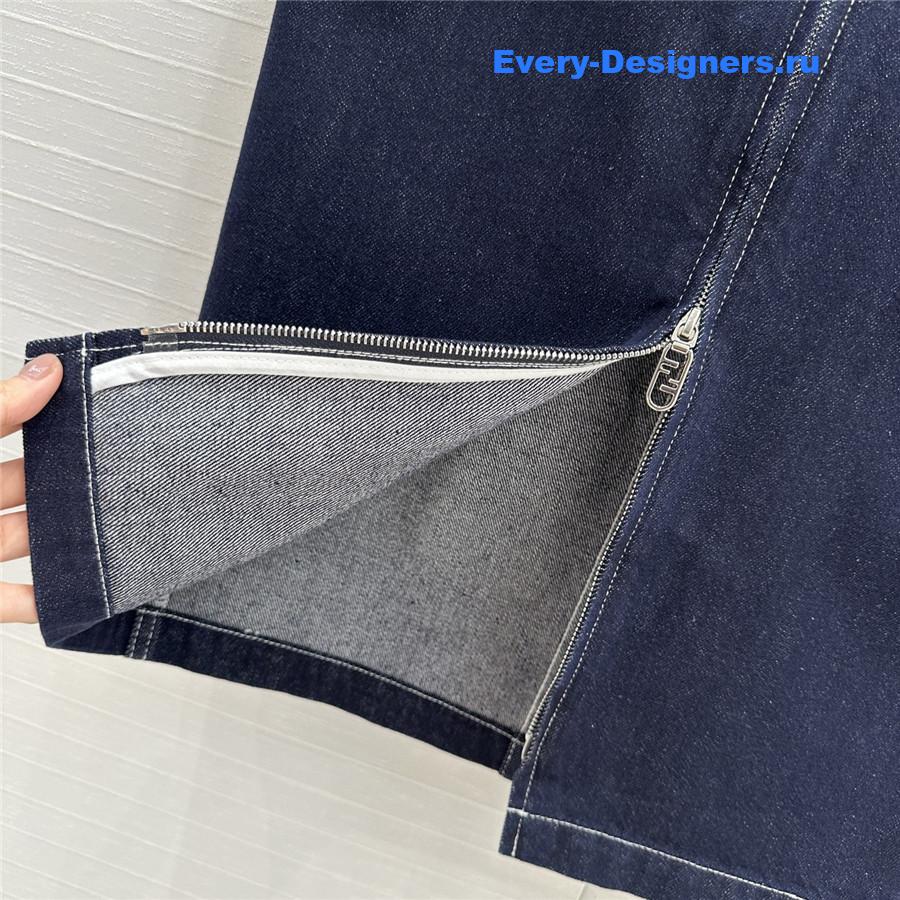 F**di blue denim long skirt