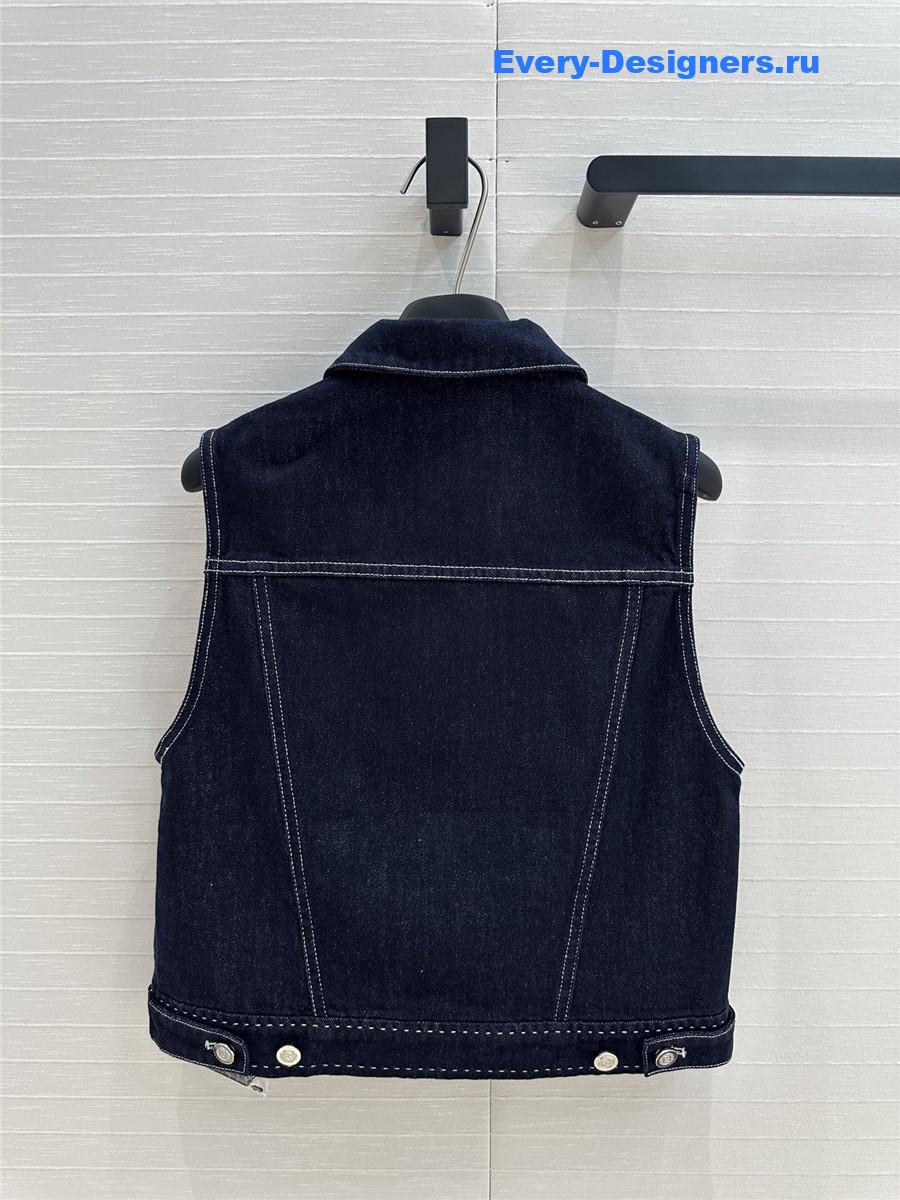 F**di embroidered logo blue denim vest