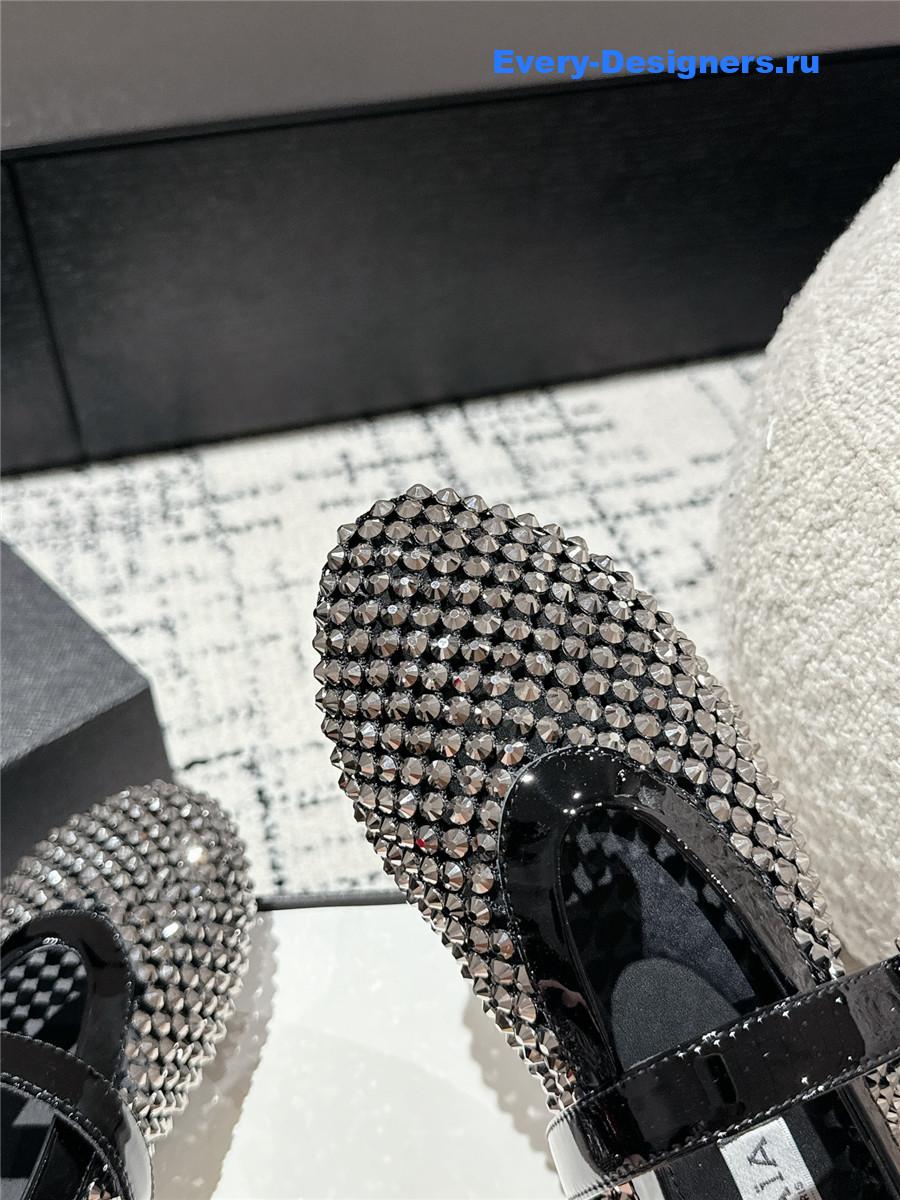 Alaia Embellished Black Mesh Ballet Flats