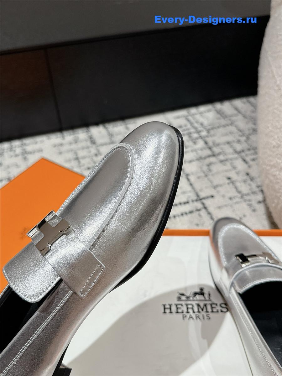 H**me5 women’s silver loafers