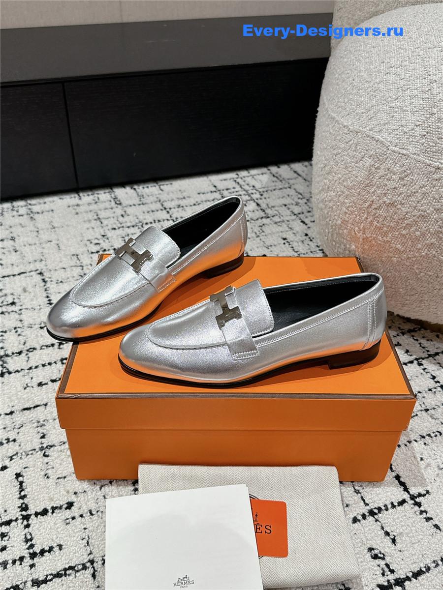 H**me5 women’s silver loafers