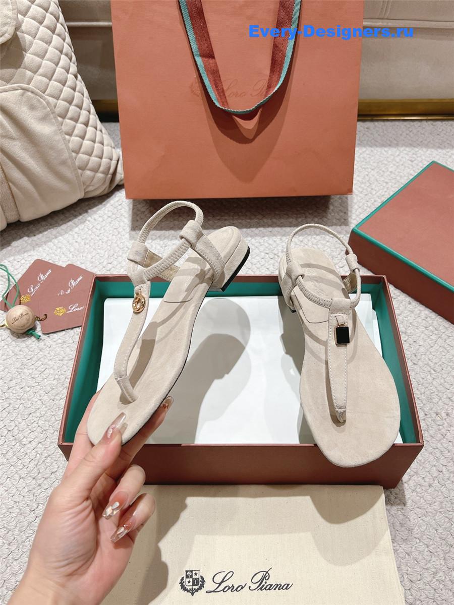 L0r0 P1ana gray leather mindil sandal