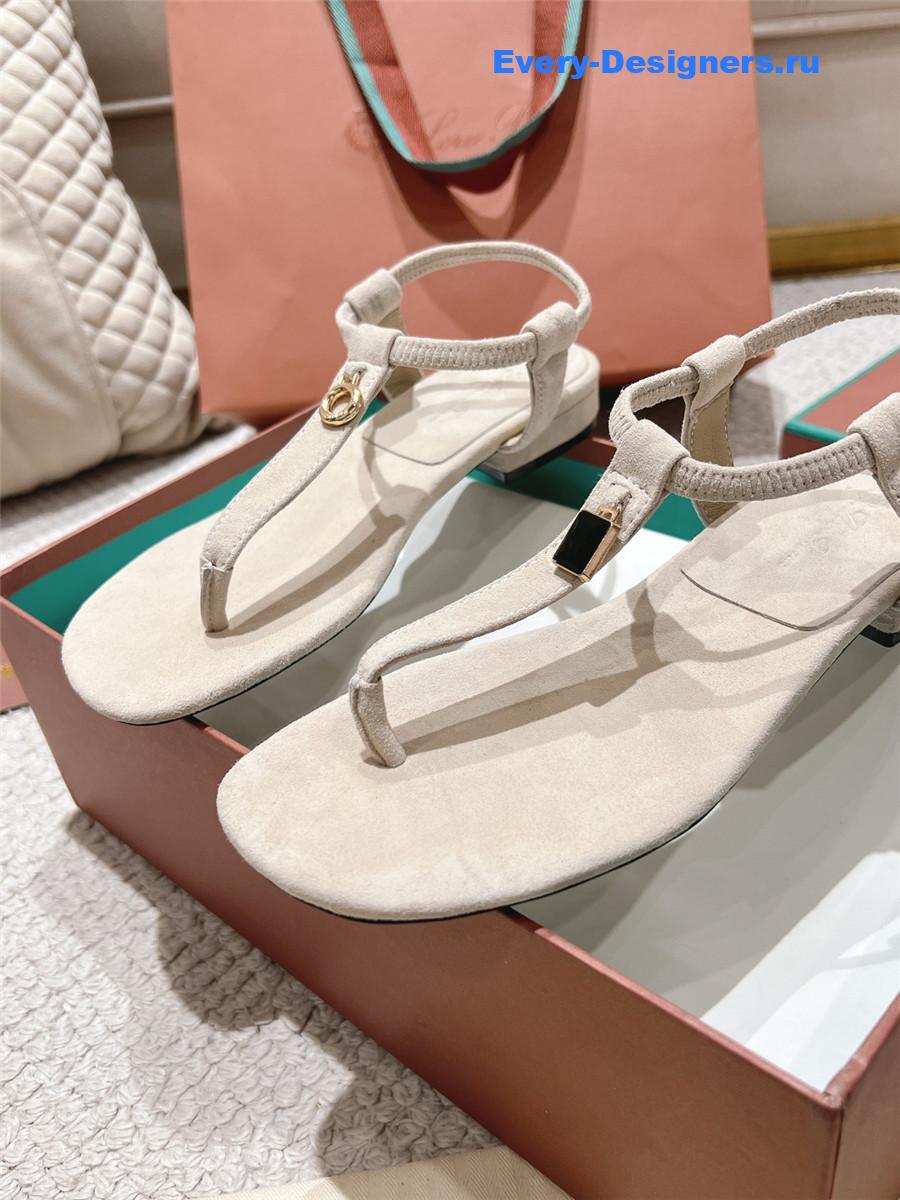 L0r0 P1ana gray leather mindil sandal
