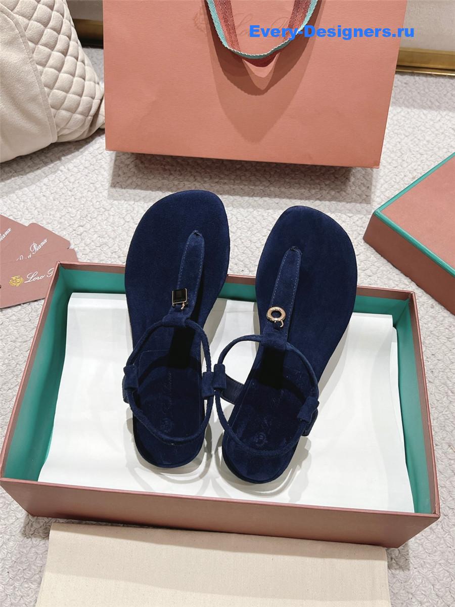 L0r0 P1ana navy blue leather sandals
