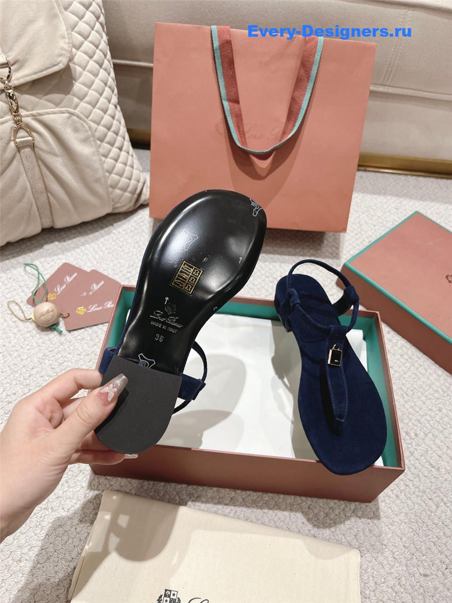 L0r0 P1ana navy blue leather sandals