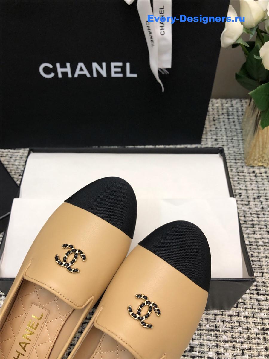 Ch**el silk lambskin cc logo flat loafers