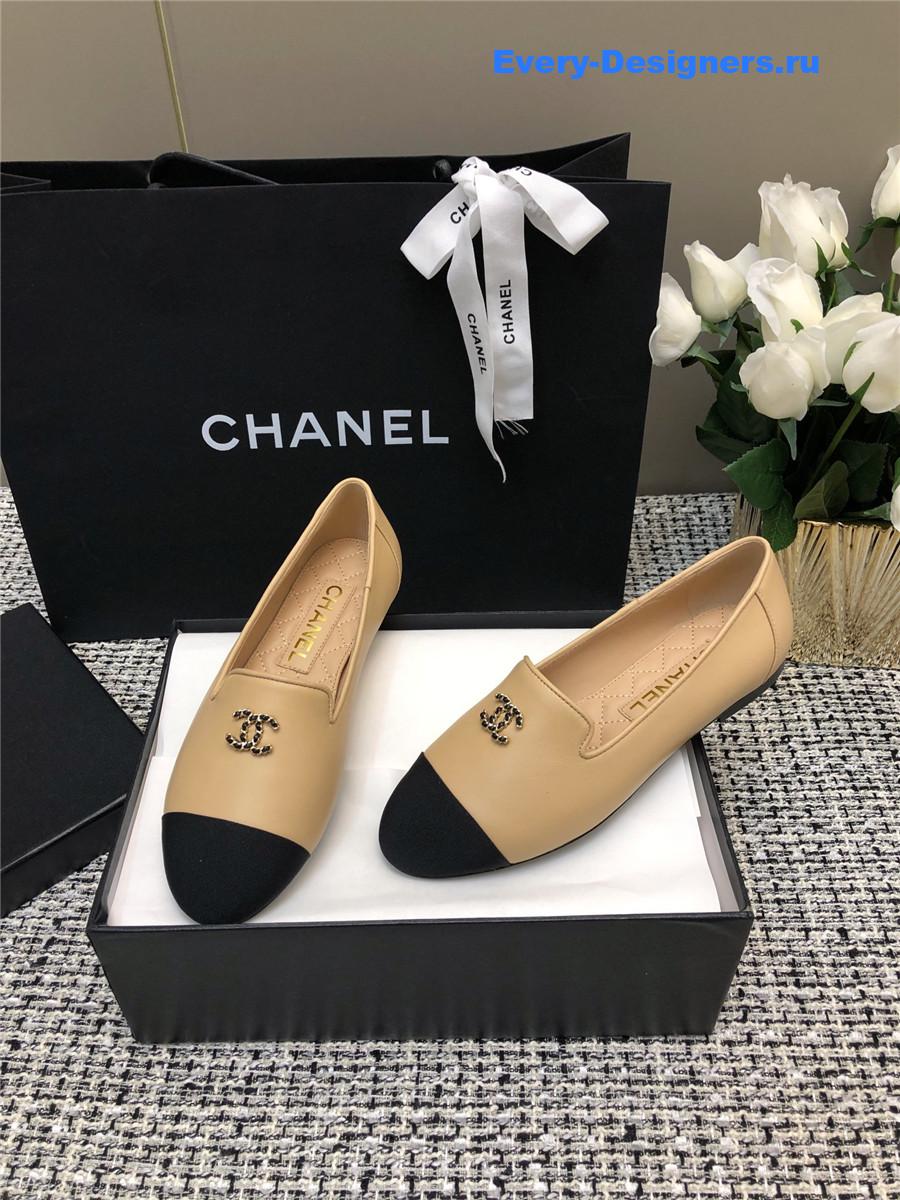 Ch**el silk lambskin cc logo flat loafers