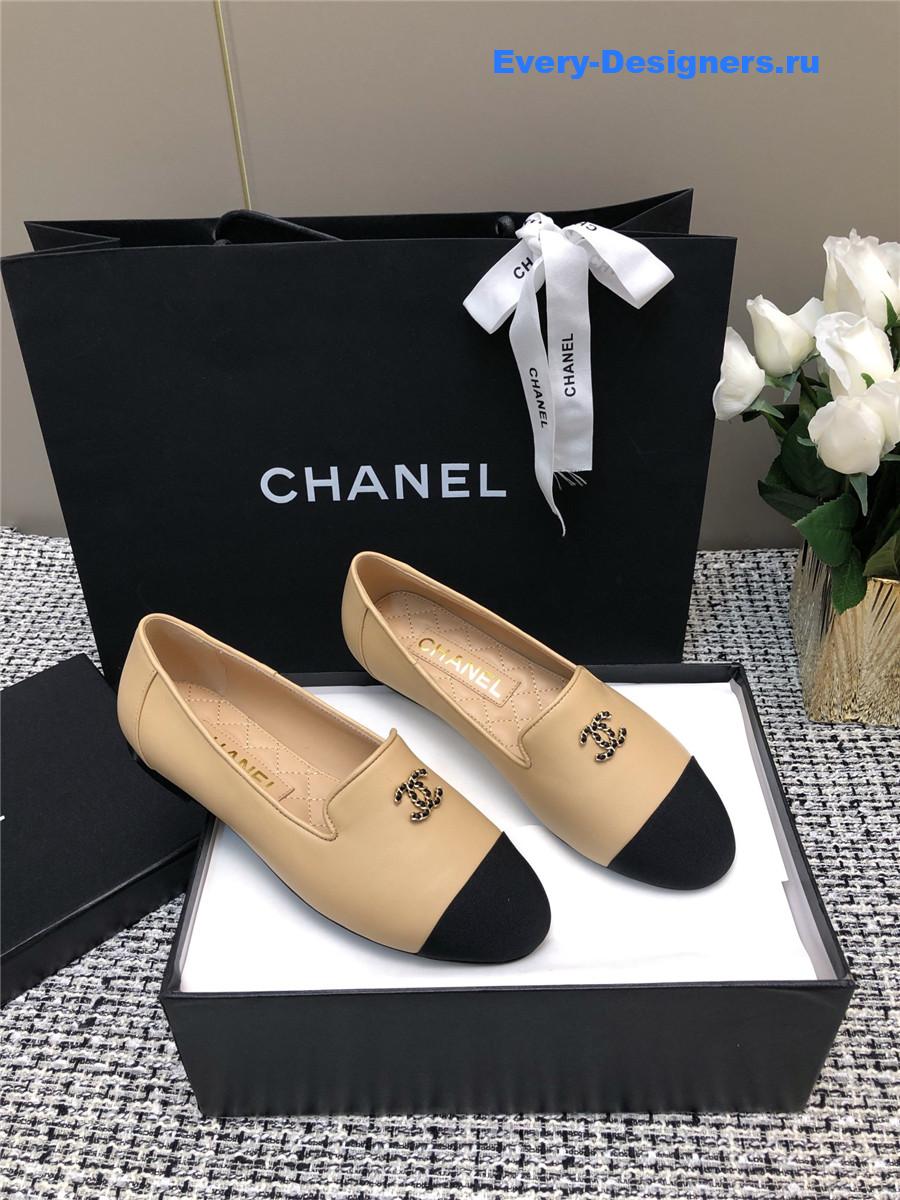 Ch**el silk lambskin cc logo flat loafers