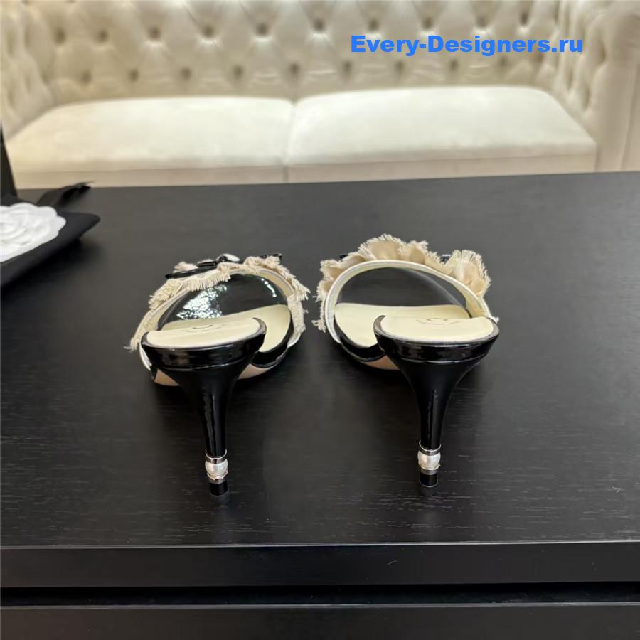 Ch**el frill bow logo heels