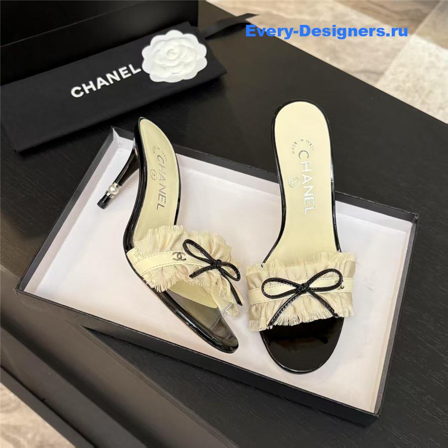 Ch**el frill bow logo heels