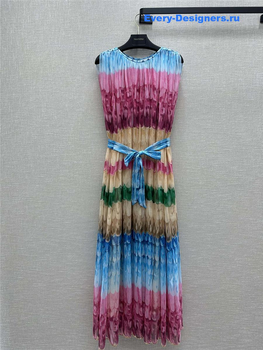 Va1e*ntin0 garavani multicolor rainbow silk dress