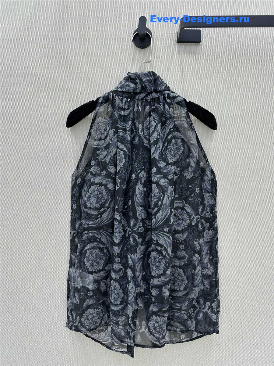 Va1e*ntin0 flower print halter silk top blue