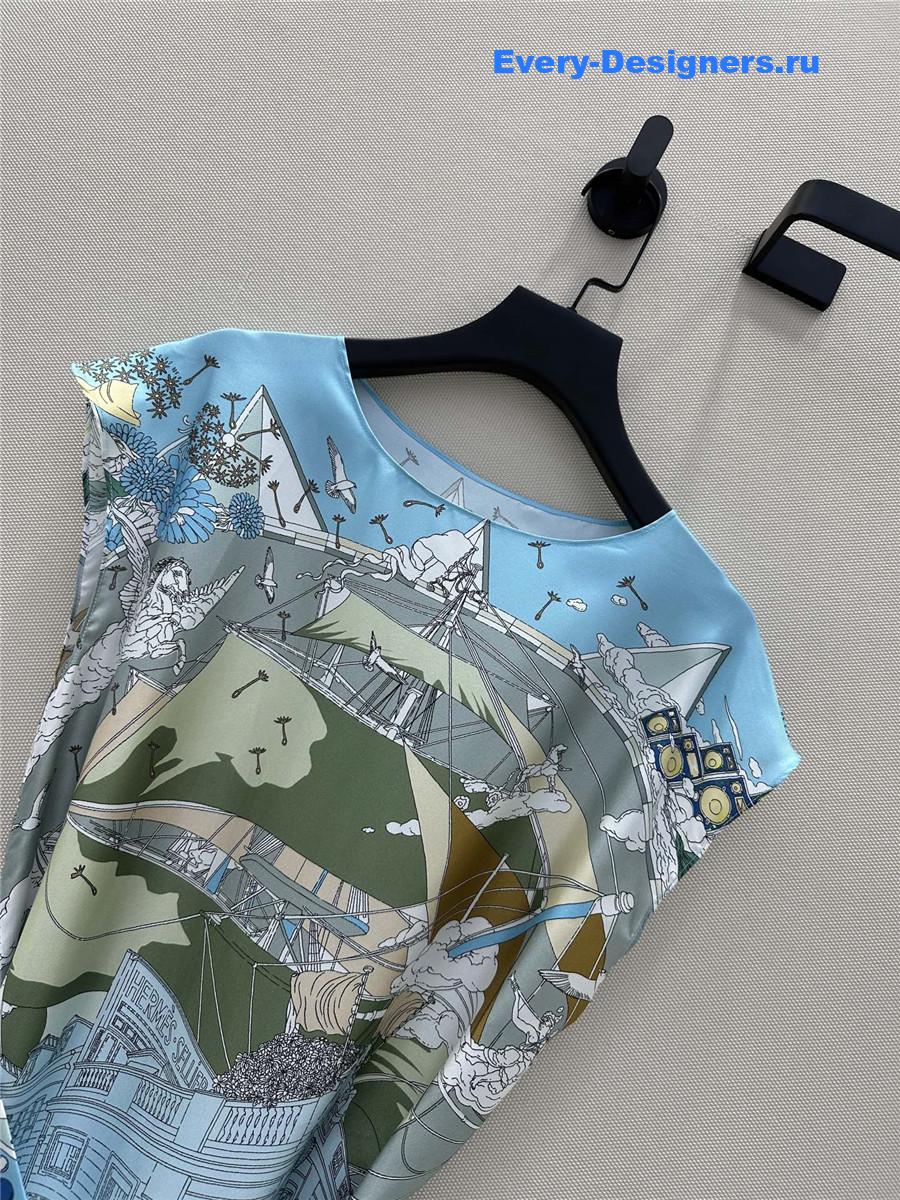H**me5 printed silk twill dress