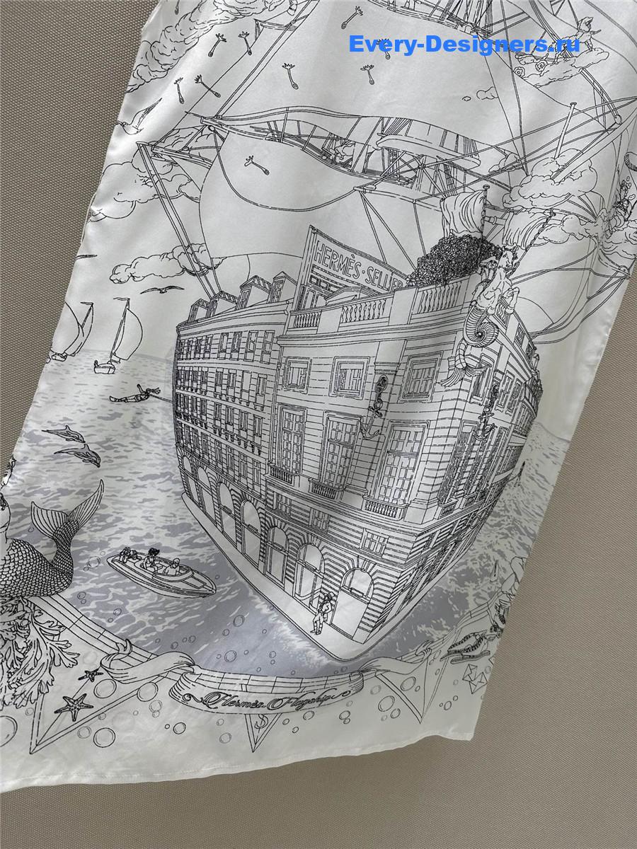 H**me5 printed silk twill dress white