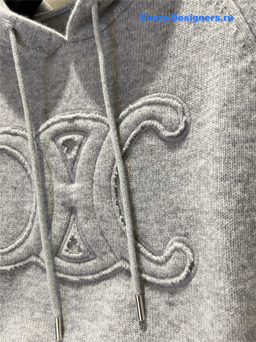 Ce1i*e grey hooded knitted sweatshirt