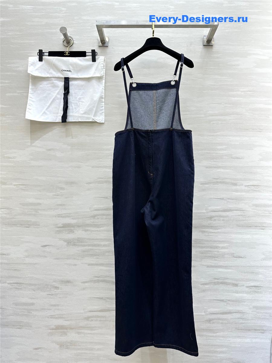 Ch**el denim bib jumpsuit