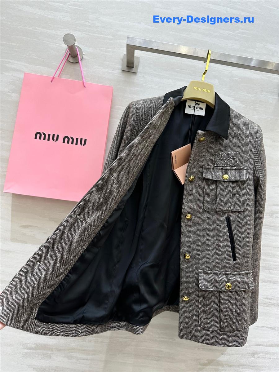 Miu Miu Wool Herringbone Coat