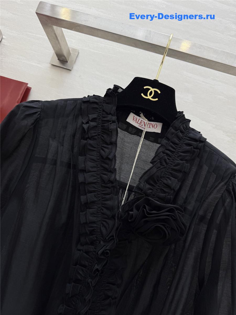 Va1e*ntin0 black tencel flower shirt