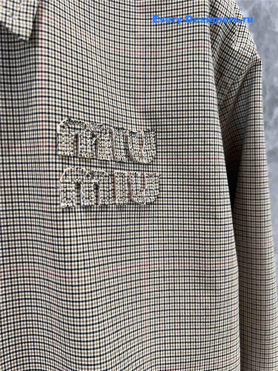 Miu Miu Olive Green Technical Check Shirt