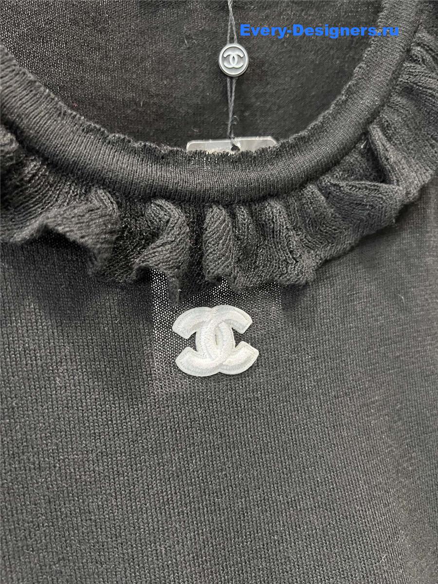 Ch**el black crew neck knit top
