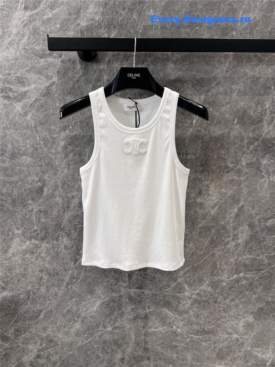 Ce1i*e arc de triomphe embroidery white vest