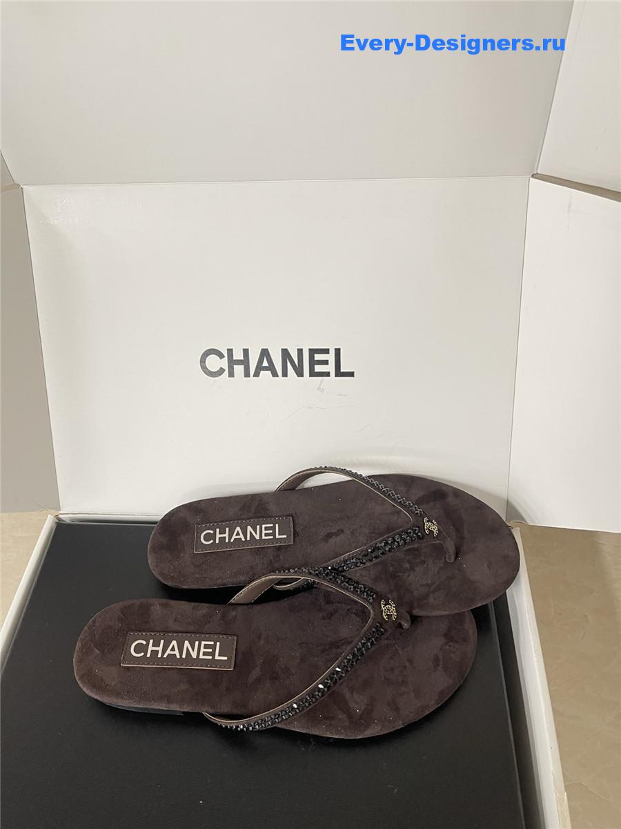 Ch**el brown suede flip flops